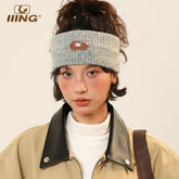 IIING hat control original design tie-dye knitted hairband for women 2025 autumn and winter new sports and leisure wide-brimmed hair accessories