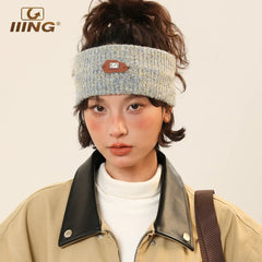 IIING hat control original design tie-dye knitted hairband for women 2025 autumn and winter new sports and leisure wide-brimmed hair accessories
