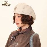 IIING Hat Control Summer Hat Women's Thin Large Head Circumference Fashionable Versatile Back-Weared Beret Showing Face Small Progressive Hat