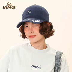 IIING hat control burgundy retro college style baseball cap for women with big head, big face, versatile face-showing small duck tongue hat