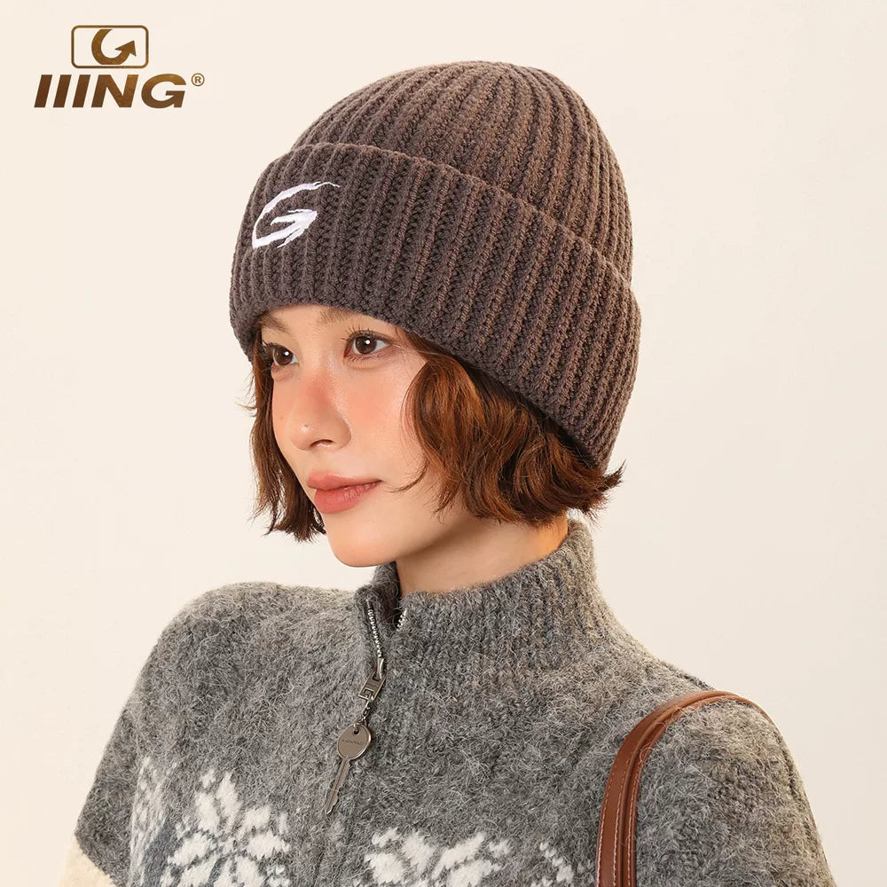 IIING Hat Control Hat Women's 2025 New Fashion Western Style Versatile Knitted Hat Men's Travel Warm Woolen Hat