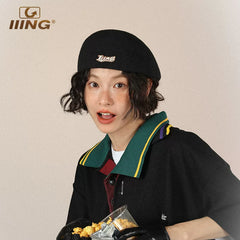 IIING hat control original retro beret versatile 2025 Korean version hot style face-showing small summer big head hat