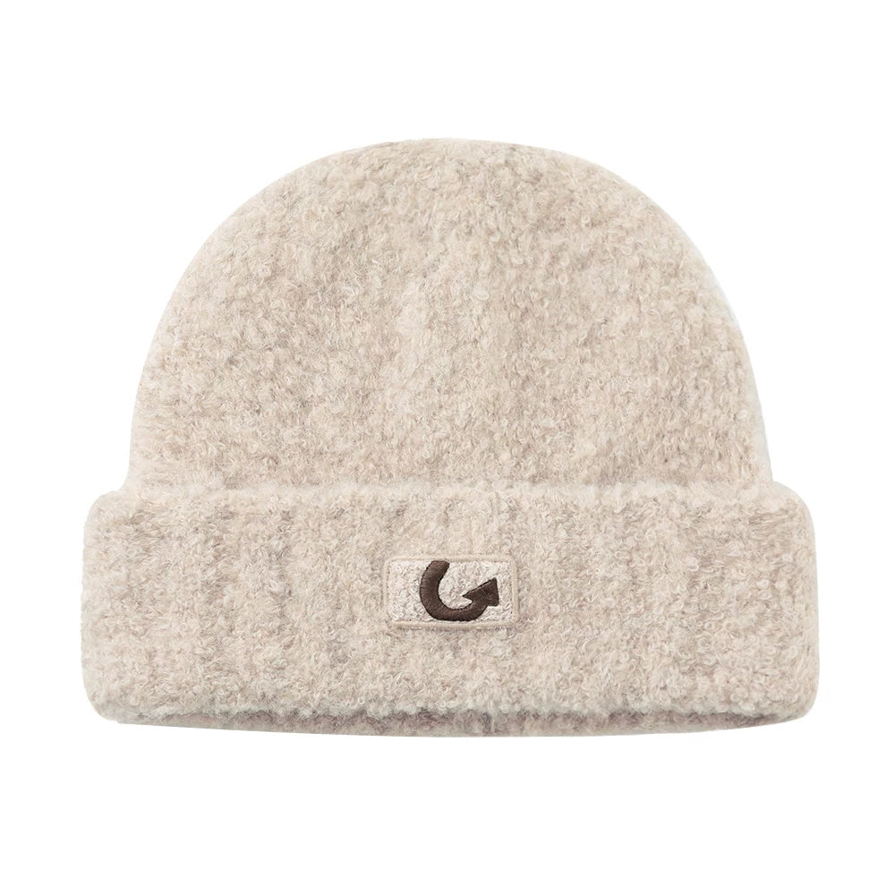 IIING hat control original design embroidered wool knitted hat women's autumn and winter hat loose thickened warm woolen hat