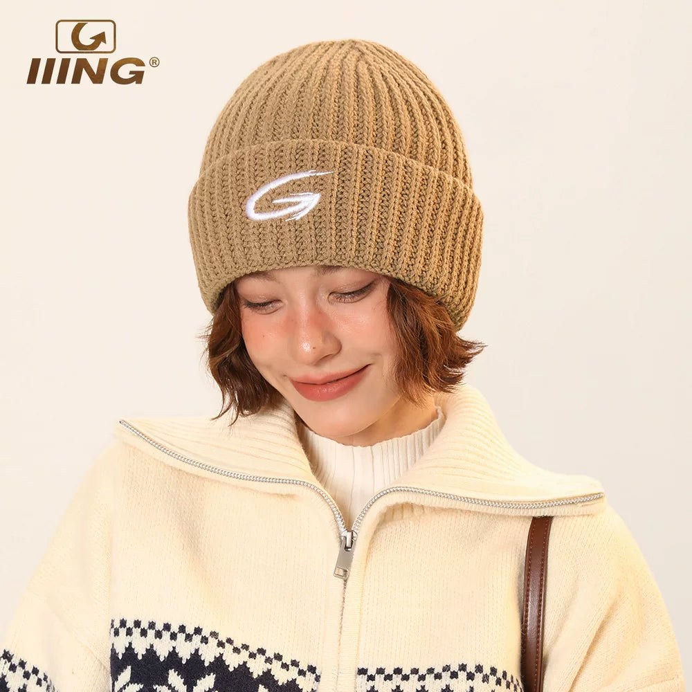 IIING Hat Control Hat Women's 2025 New Fashion Western Style Versatile Knitted Hat Men's Travel Warm Woolen Hat