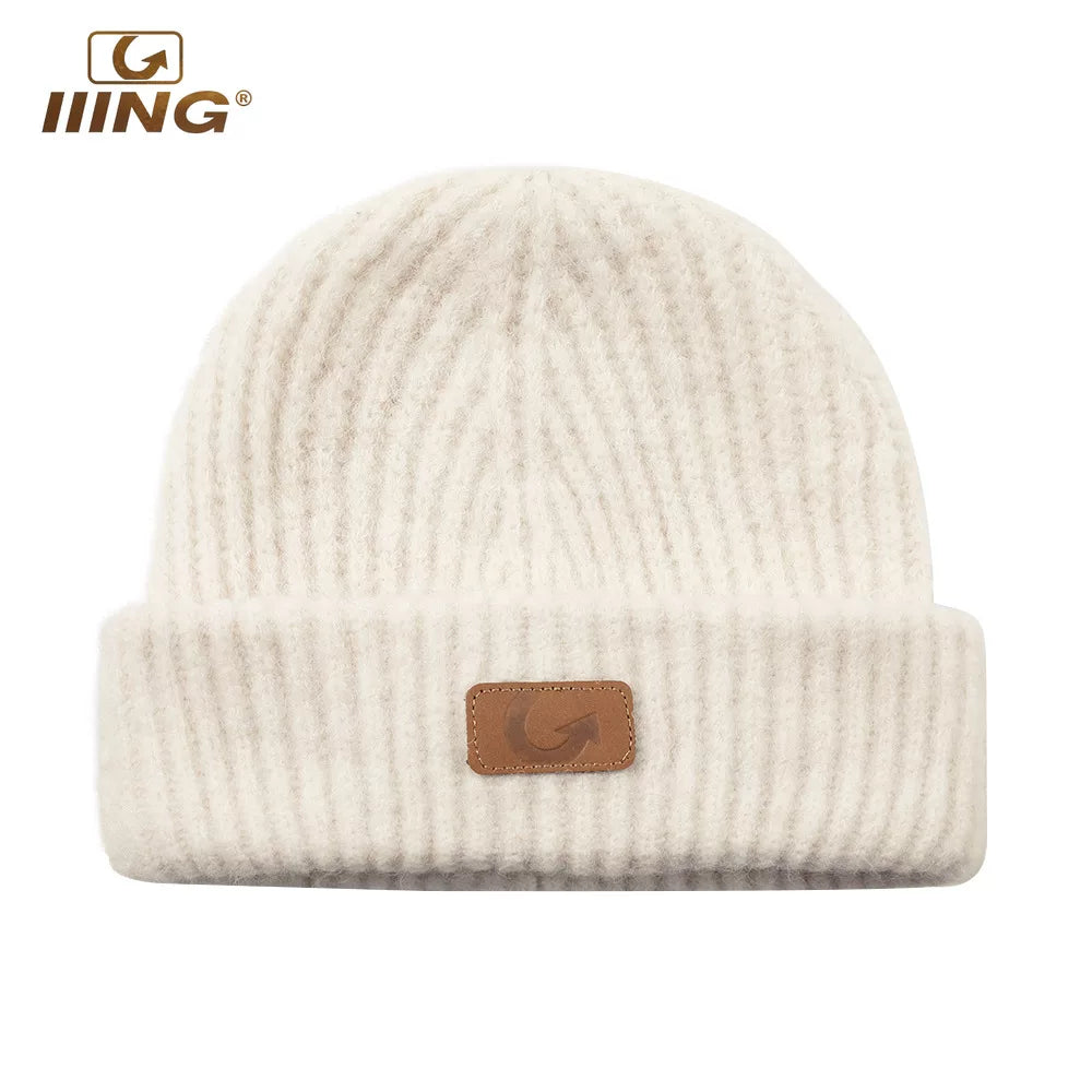 IIING Hat Control Autumn and Winter Wool Hat Large Head Circumference Wool Hat Women Versatile Warmth Showing Face Small Ear Protection Knitted Hat
