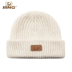 IIING Hat Control Autumn and Winter Wool Hat Large Head Circumference Wool Hat Women Versatile Warmth Showing Face Small Ear Protection Knitted Hat