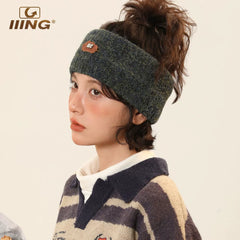 IIING hat control original design tie-dye knitted hairband for women 2025 autumn and winter new sports and leisure wide-brimmed hair accessories