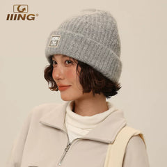 IIING hat control autumn and winter cold-proof and warm versatile woolen hat for women loose thickened big head circumference small knitted hat showing face