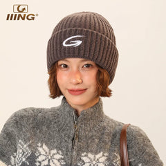 IIING Hat Control Winter Warm Hat Knitted Hat Women 2025 New Simple Versatile Face-Showing Small Woolen Hat Men