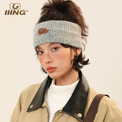 IIING hat control original design tie-dye knitted hairband for women 2025 autumn and winter new sports and leisure wide-brimmed hair accessories