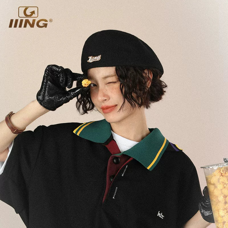 IIING hat control original retro beret versatile 2025 Korean version hot style face-showing small summer big head hat
