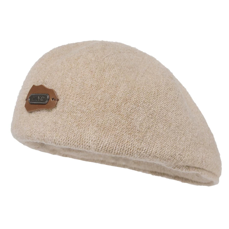 2025 New Retro Beret Painter Hat Woolen Dome Casual Style Women's Autumn and Winter Style Backward Wear Face-Revealing Small Hat