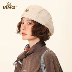 IIING hat control blue beret women's summer thin 2025 new reverse wear forward hat to show face small versatile hat